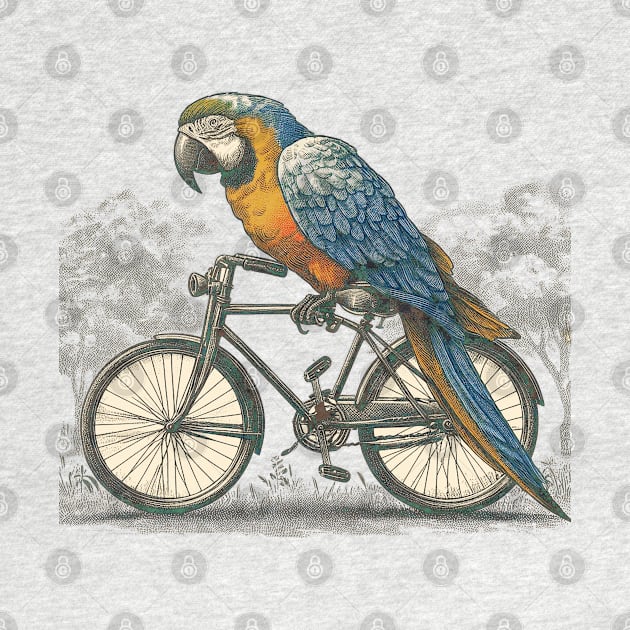 McCaw Parrot on a bicycle by Midcenturydave